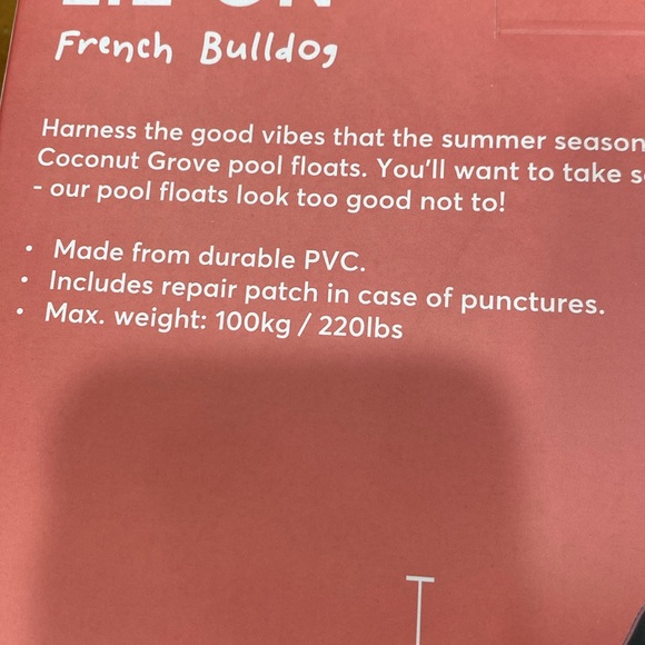 COPY - NWOT.  Coconut Grove, inflatable, lie-on, “French Bulldog”, pool raft. - Picture 8 of 13